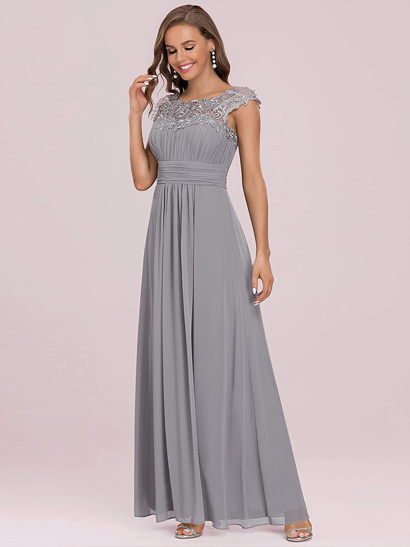 Elegant Floor Length Chiffon Empire Waist Evening Gown  Bridesmaid Long Dresses